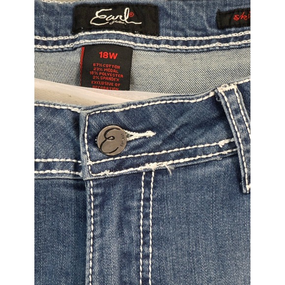Earl Jean Skinny Jeans Womens y2k18W Medium Wash Embellished Excellent Stretch - Picture 9 of 10